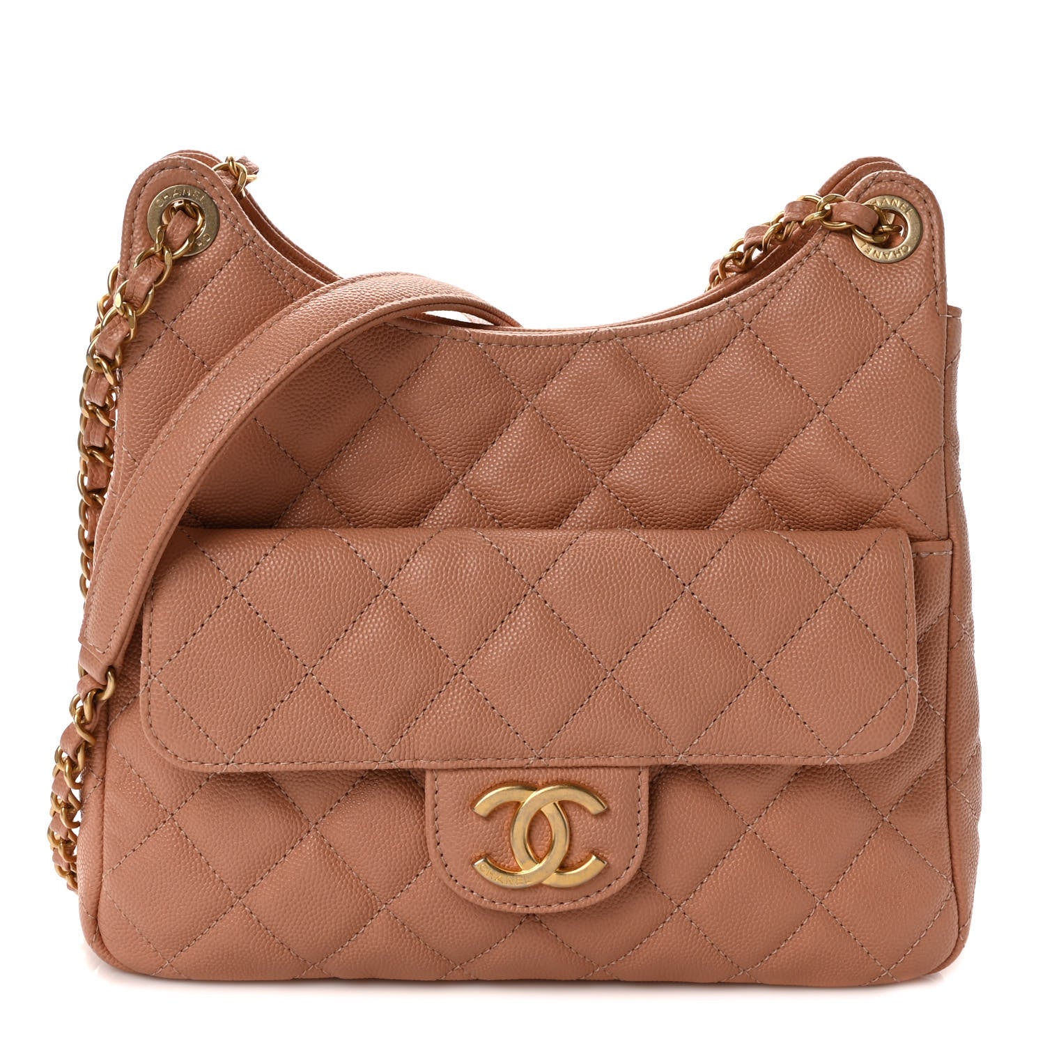 Chanel Caviar Quilted Wavy CC Hobo Beige 1 of 9