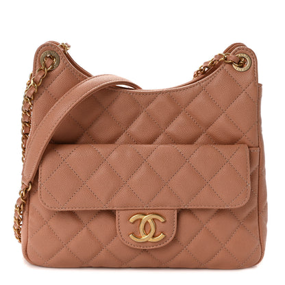 Chanel Caviar Quilted Wavy CC Hobo Beige 1 of 9