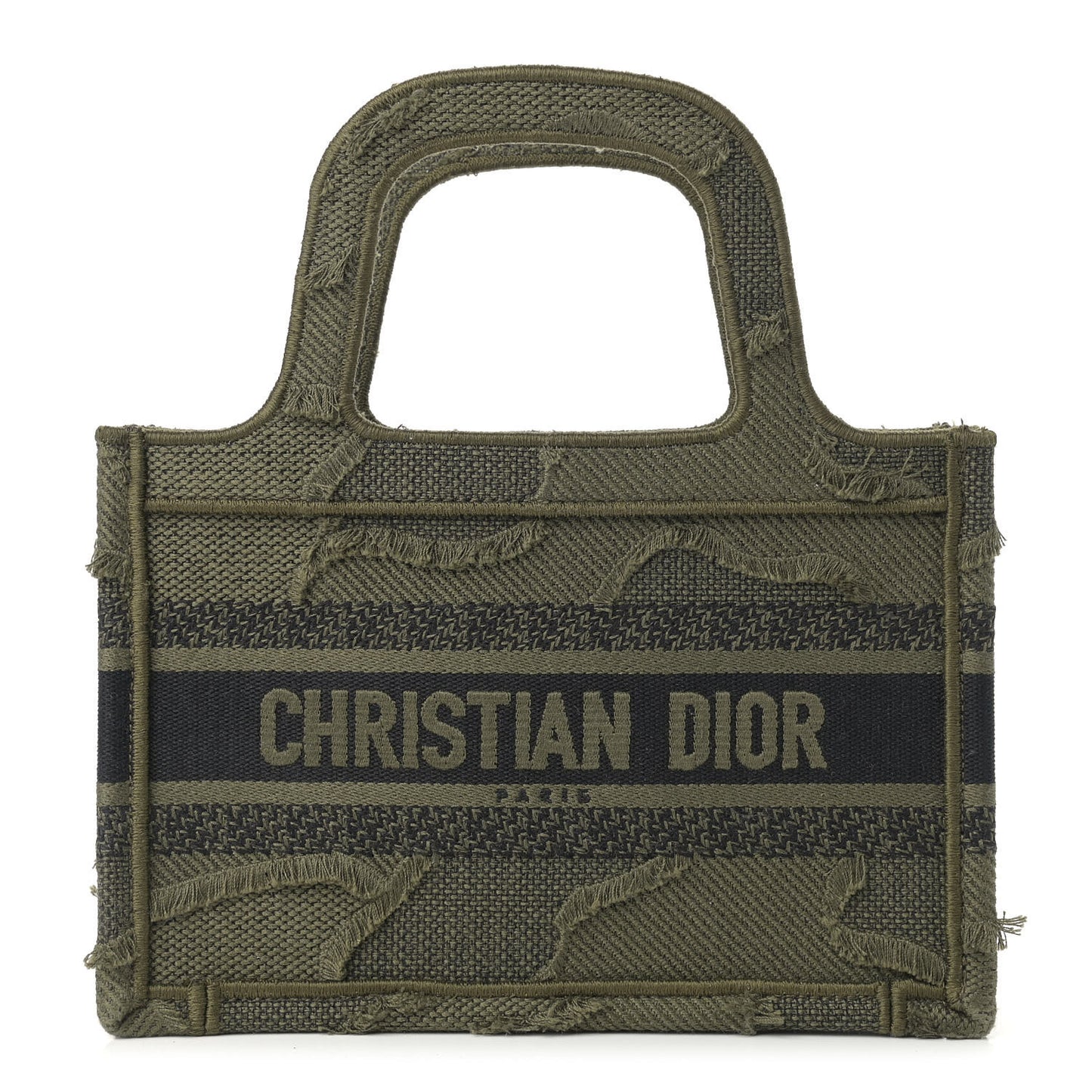 Canvas Embroidered Camouflage Mini Book Tote Green