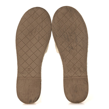 Chanel Lambskin Quilted CC Chain Espadrille Mules 38 White 7 of 14