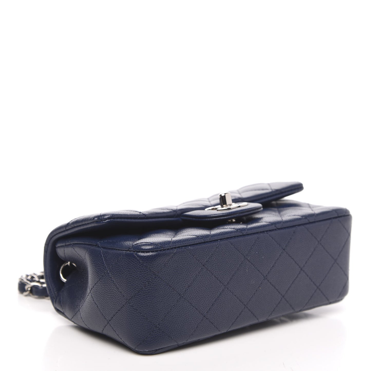 Caviar Quilted Mini Rectangular Flap Navy