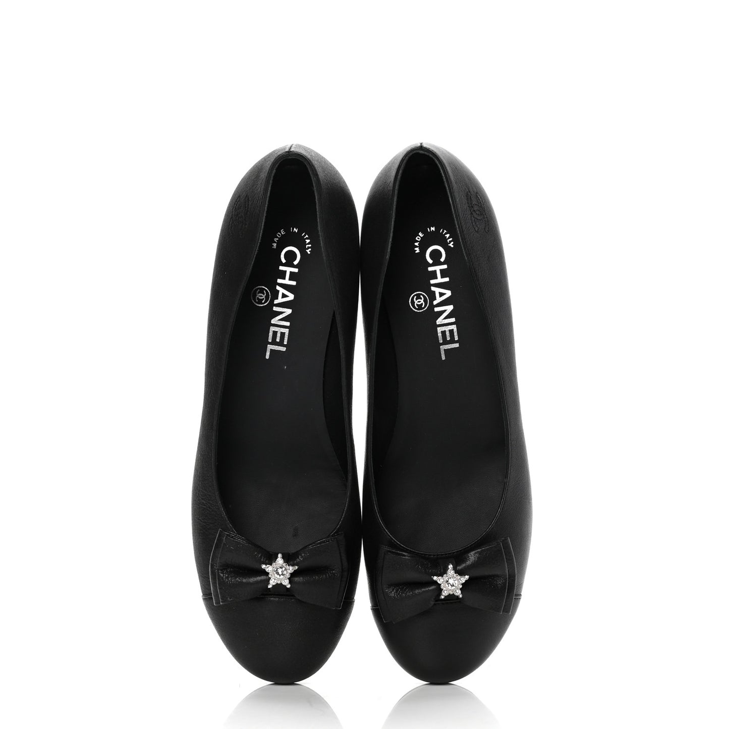 Buffalo Glitter Bow Ballerina Flats 38.5 Black