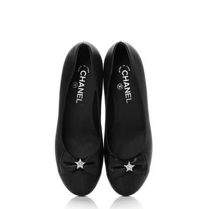 Chanel Buffalo Glitter Bow Ballerina Flats 38.5 Black 5 of 10