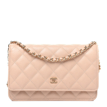 Chanel Caviar Quilted Wallet On Chain WOC Beige 1 of 15