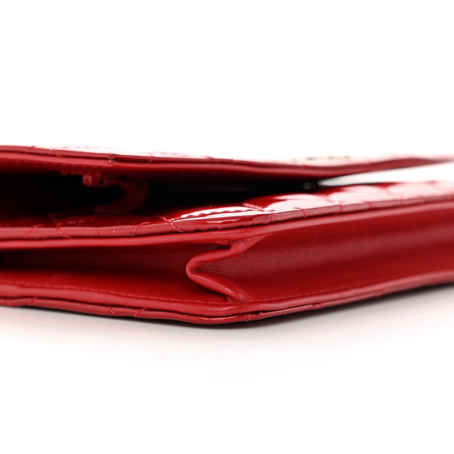Chanel Patent Quilted Brilliant Wallet On Chain WOC Red 10 of 14