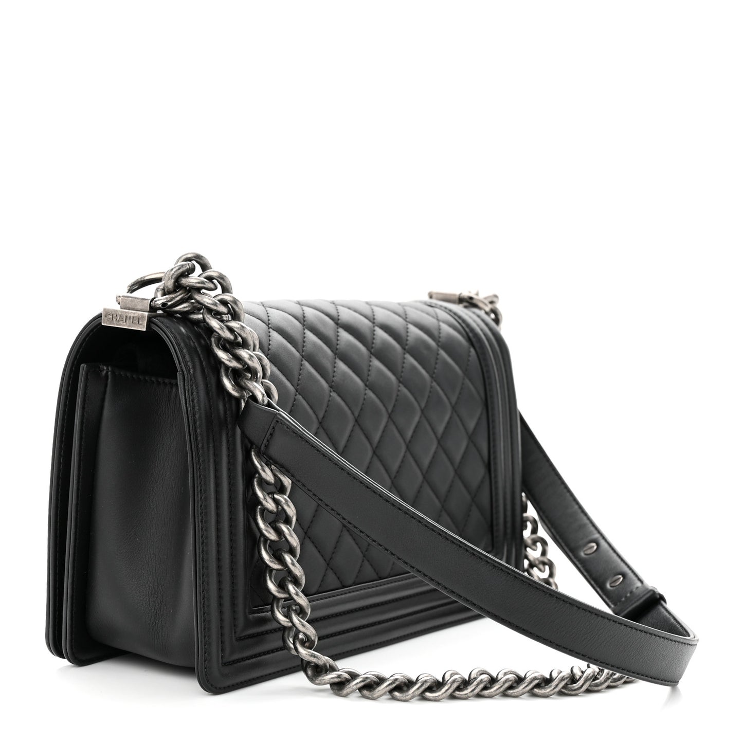 Calfskin Quilted Medium Boy Flap Black