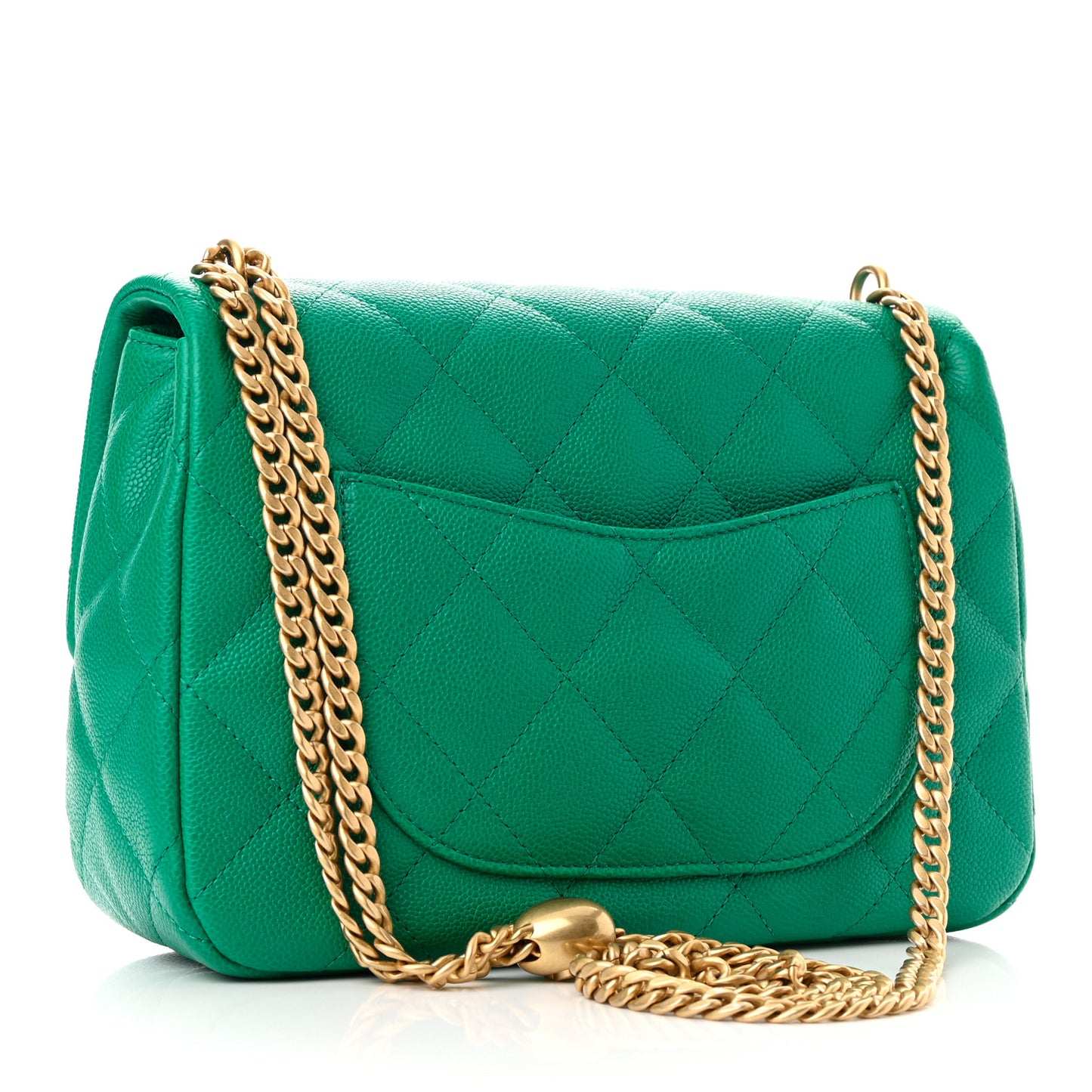 Caviar Quilted Sweetheart Flap Green
