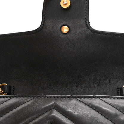 Gucci Calfskin Matelasse Super Mini GG Marmont Shoulder Bag Black 11 of 12