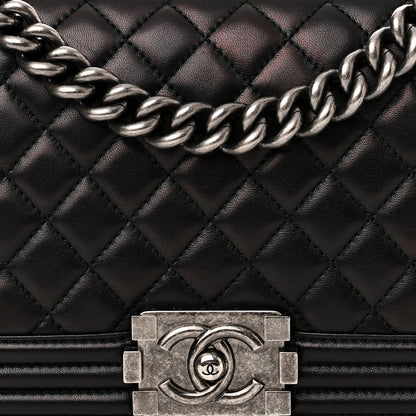 Chanel Lambskin Quilted Medium Boy Flap Black 8 of 12