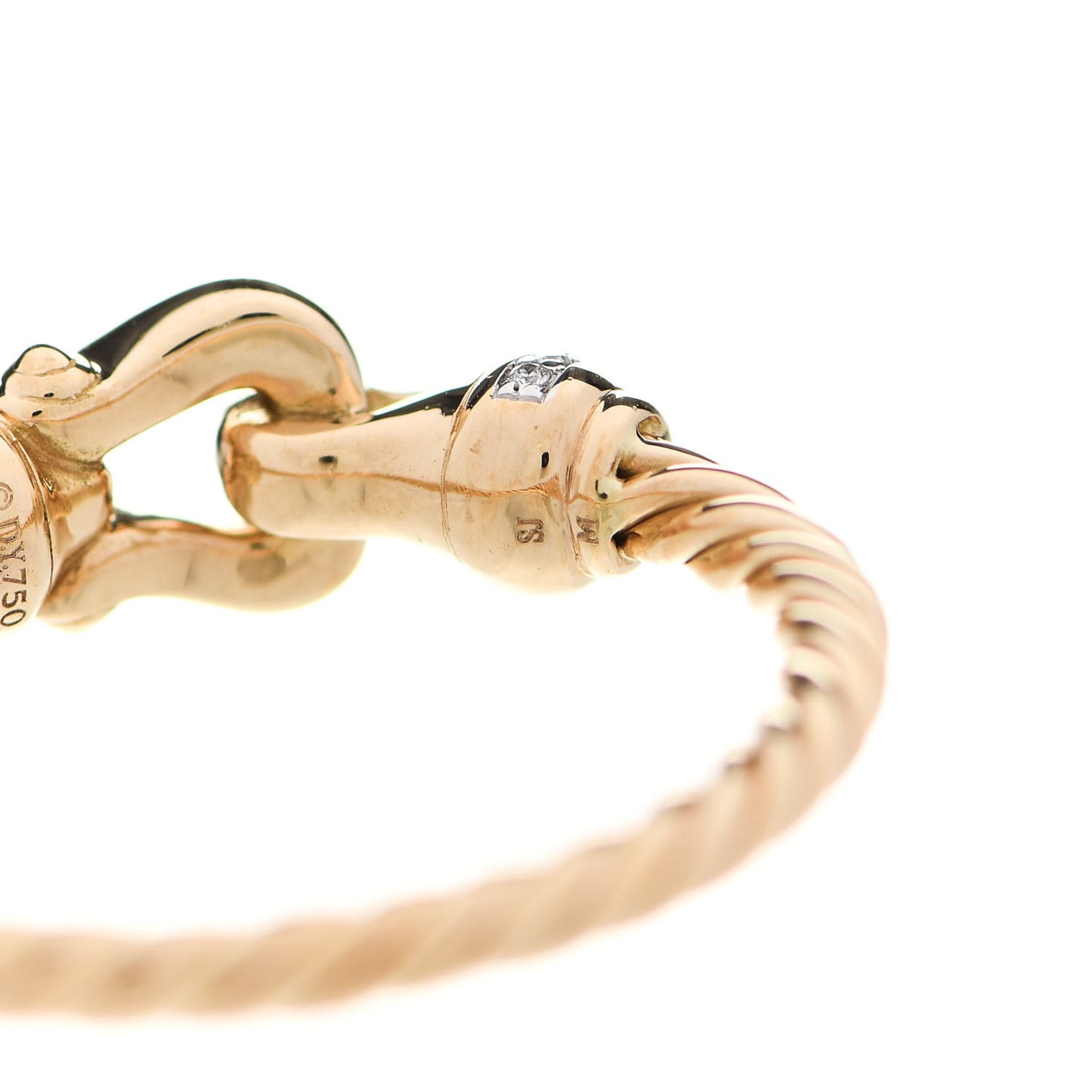 18K Yellow Gold Diamond Petite Buckle Cable Ring 53 6.5