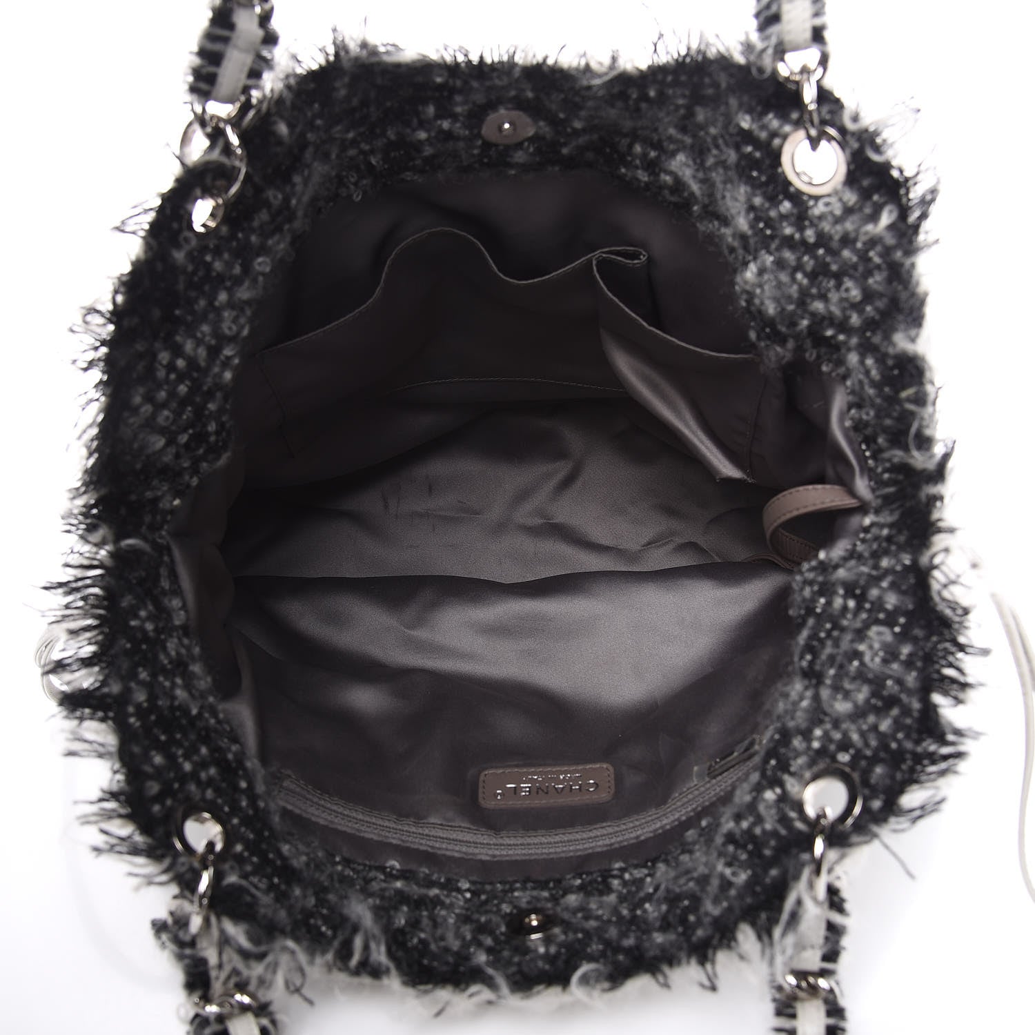 Chanel Tweed Lambskin Drawstring Tweedy Tote White 4 of 16