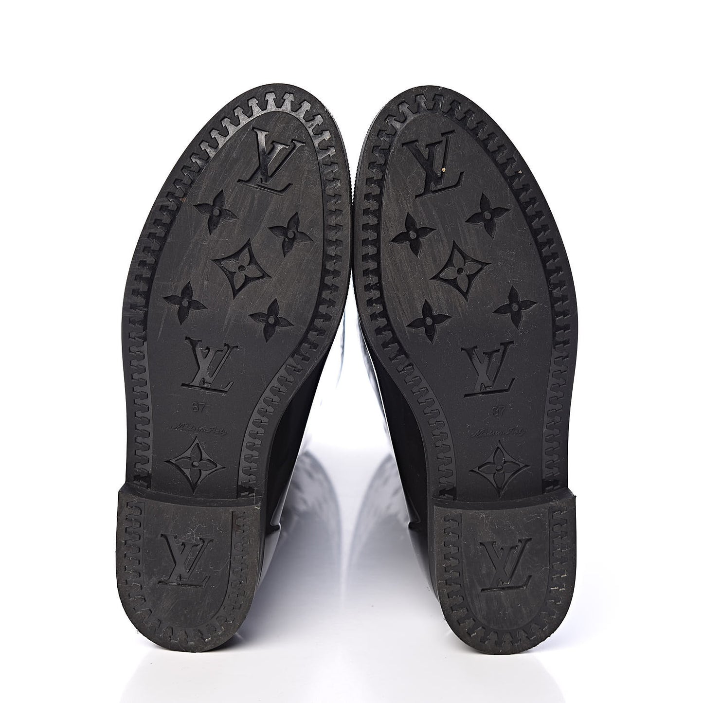 Rubber Embossed Monogram Drops High Rain Boots 37 Black