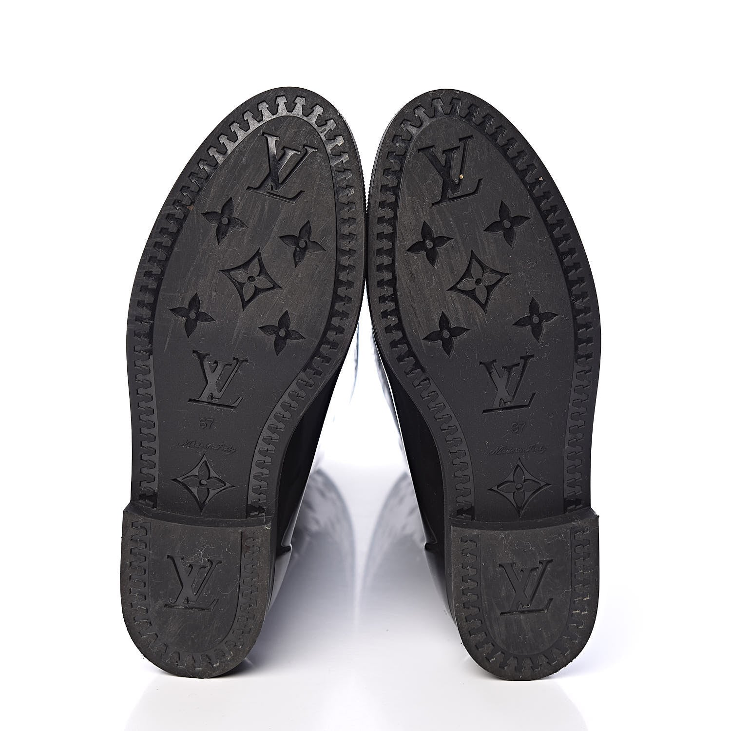 Louis Vuitton Rubber Embossed Monogram Drops High Rain Boots 37 Black 7 of 10