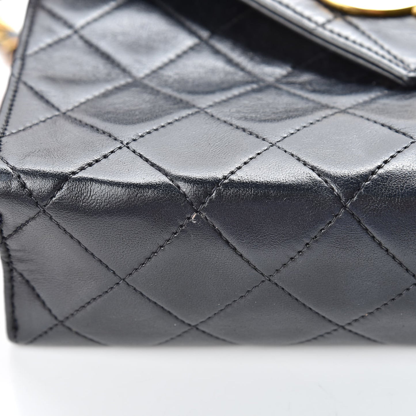 Lambskin Quilted Small Single Flap Navy