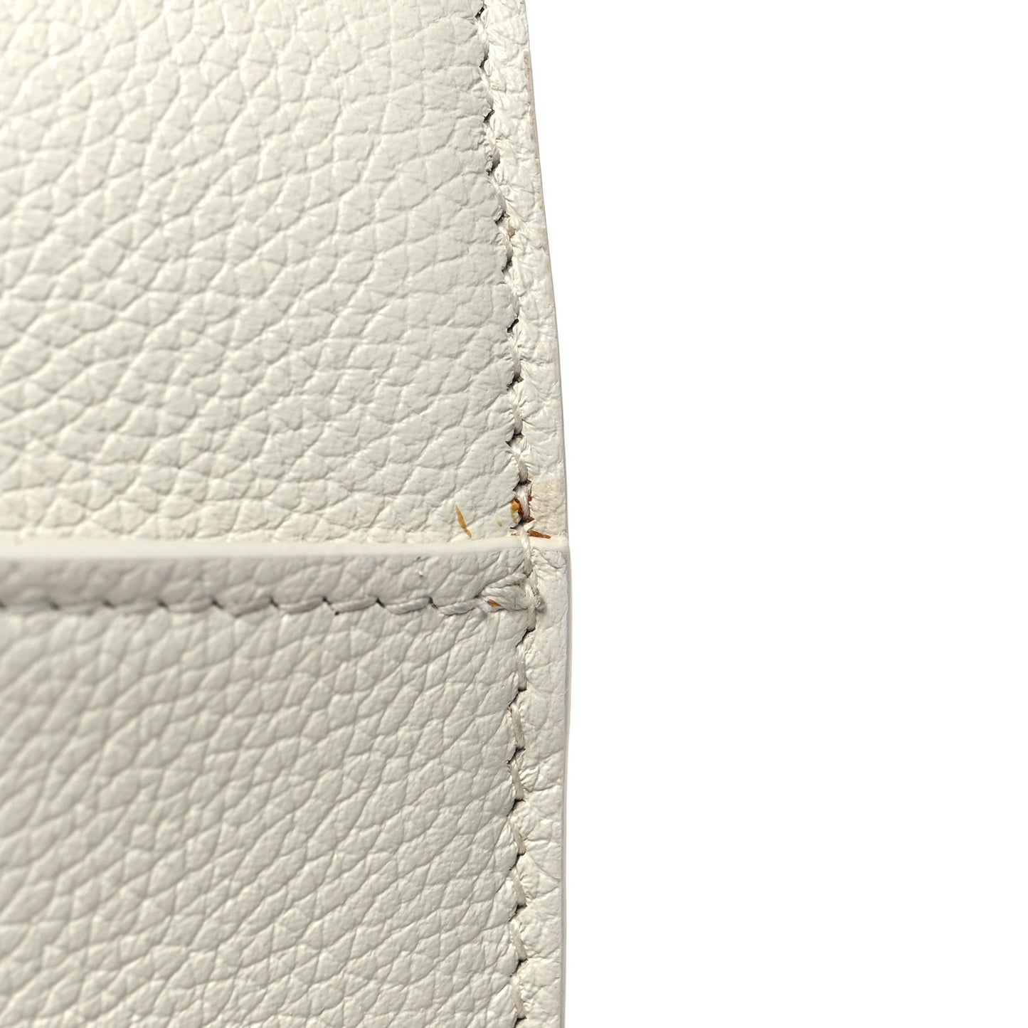 Grained Calfskin Small Hourglass Top Handle Bag White