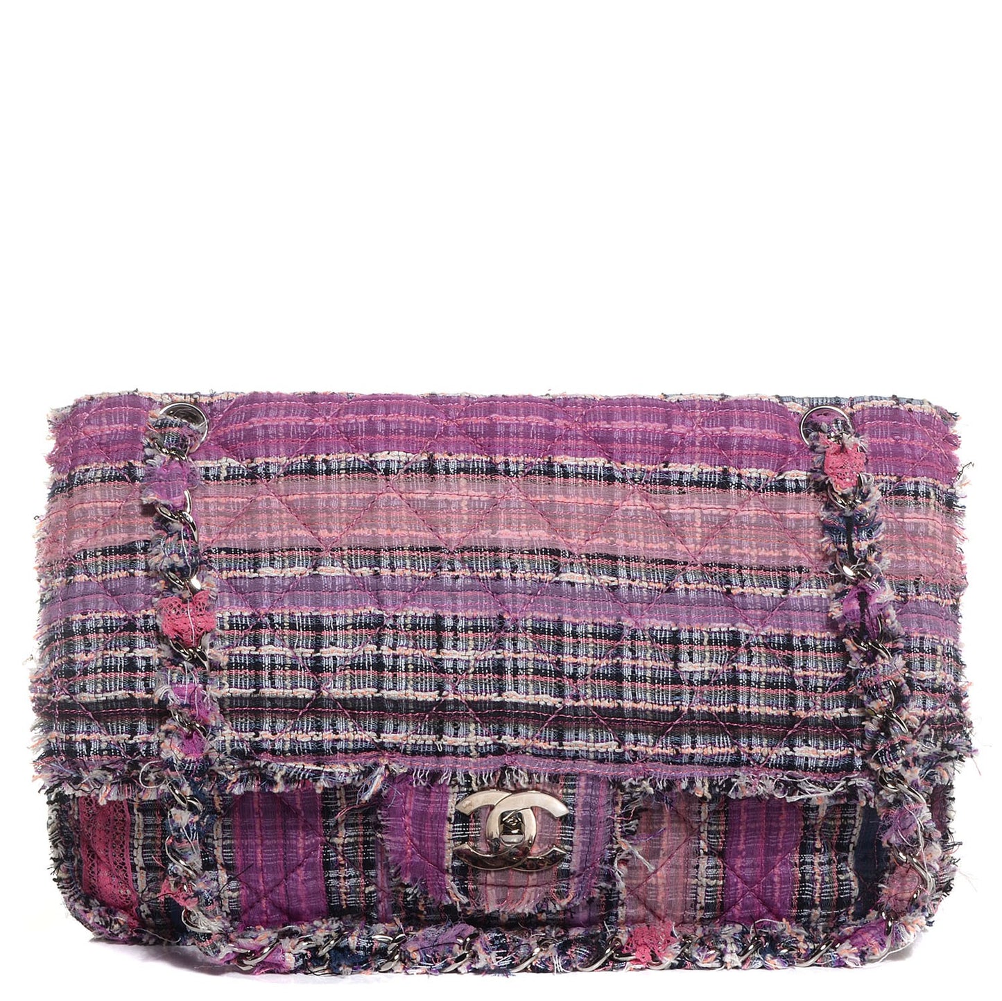 Tweed Jumbo Double Flap Pink