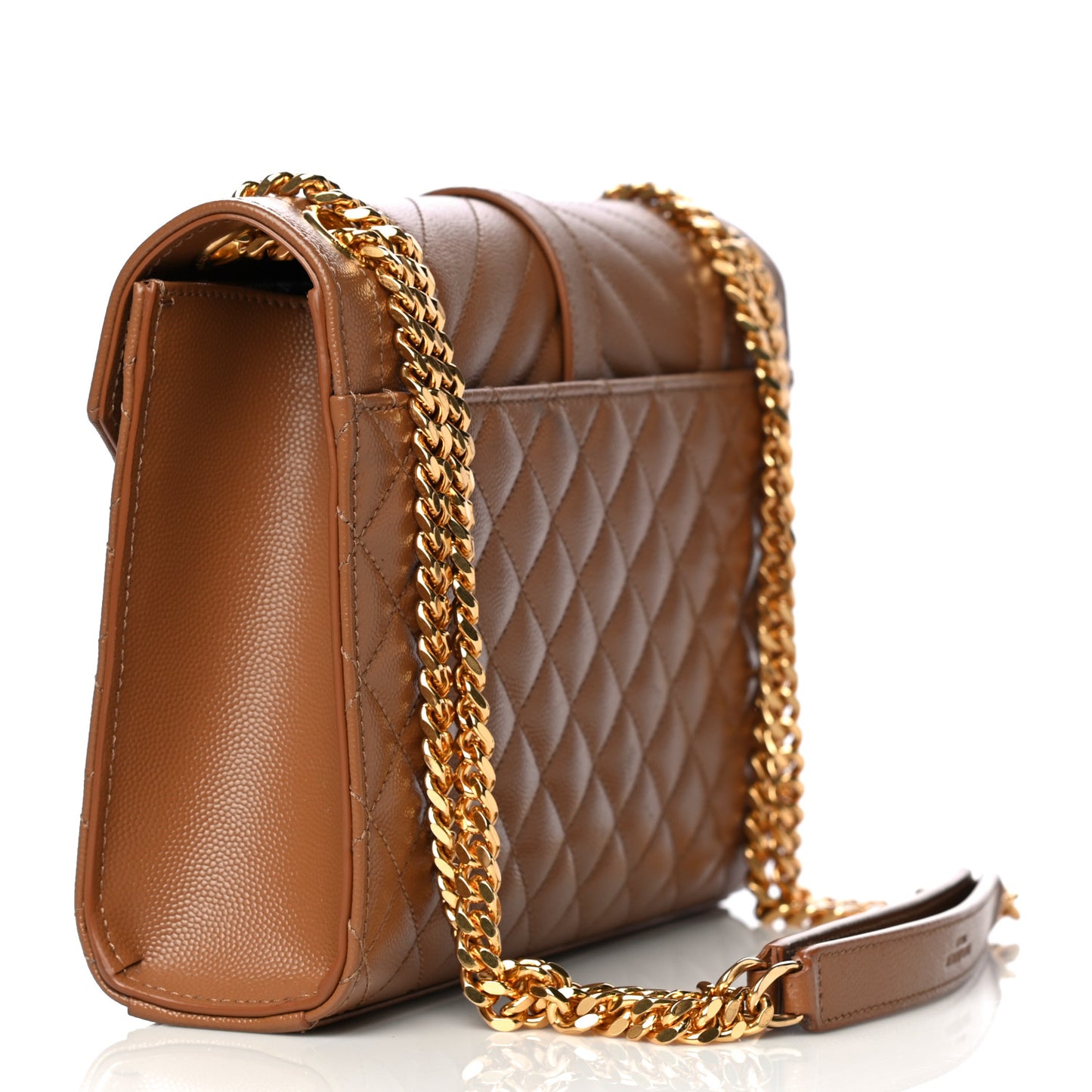 Grain De Poudre Textured Mixed Matelasse Triquilt Medium Monogram Satchel Tan