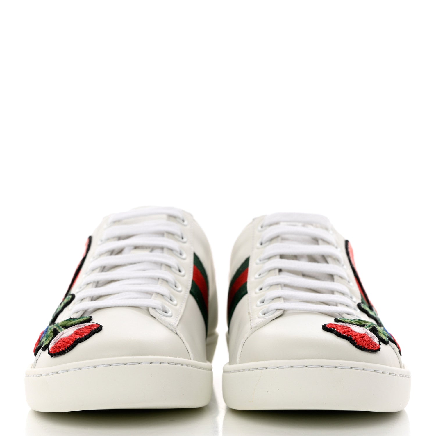 Gucci Calfskin Web Floral Embroidered Womens Ace Sneakers 36 White 2 of 10