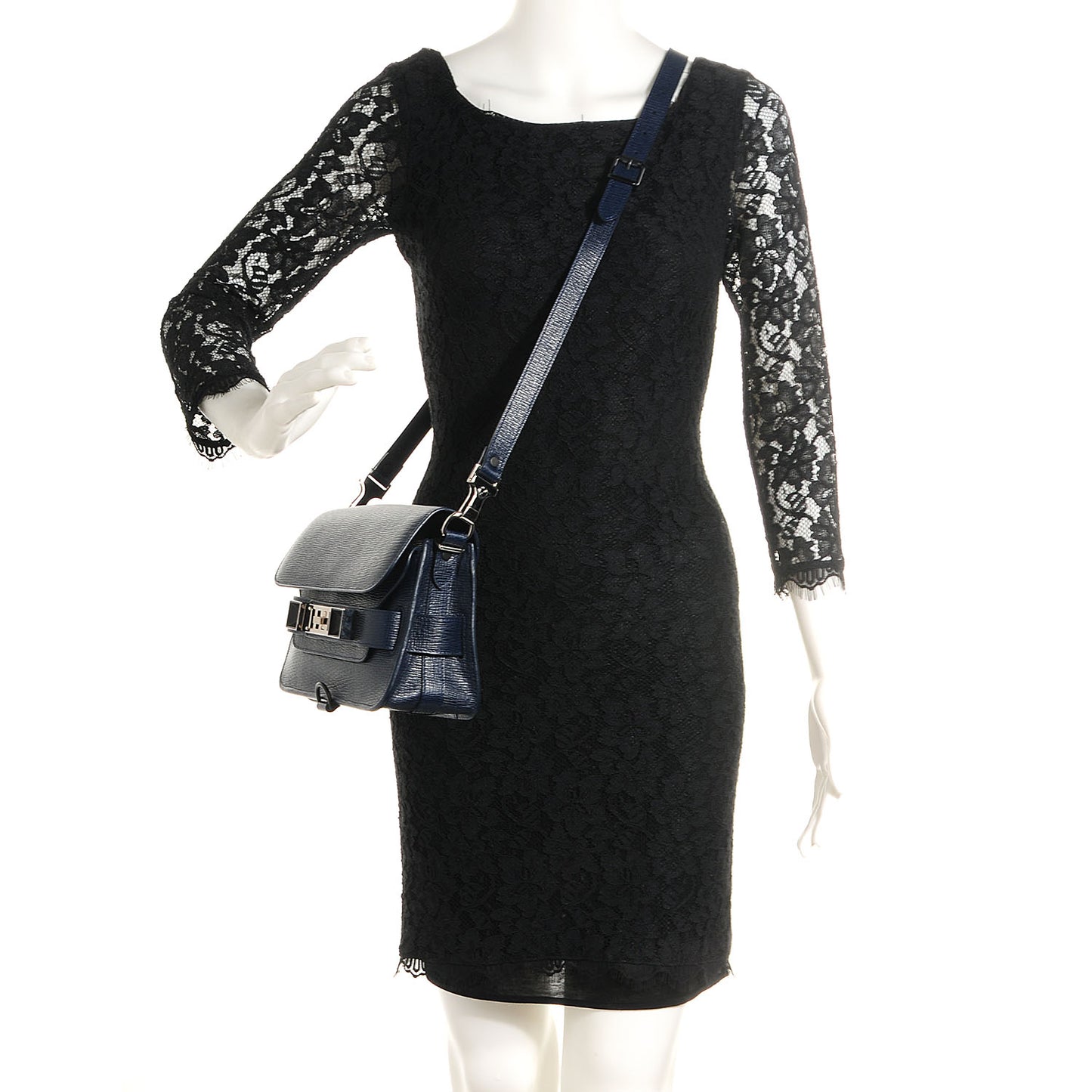 Linosa Leather Mini PS11 Classic Shoulder Bag Navy Blue