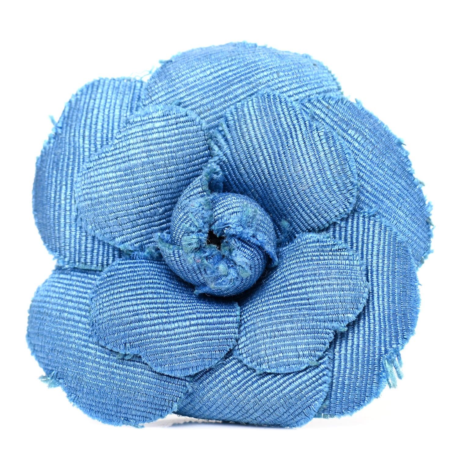 Chanel Denim Camellia Pin Brooch Navy Black 1 of 4