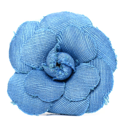 Chanel Denim Camellia Pin Brooch Navy Black 1 of 4