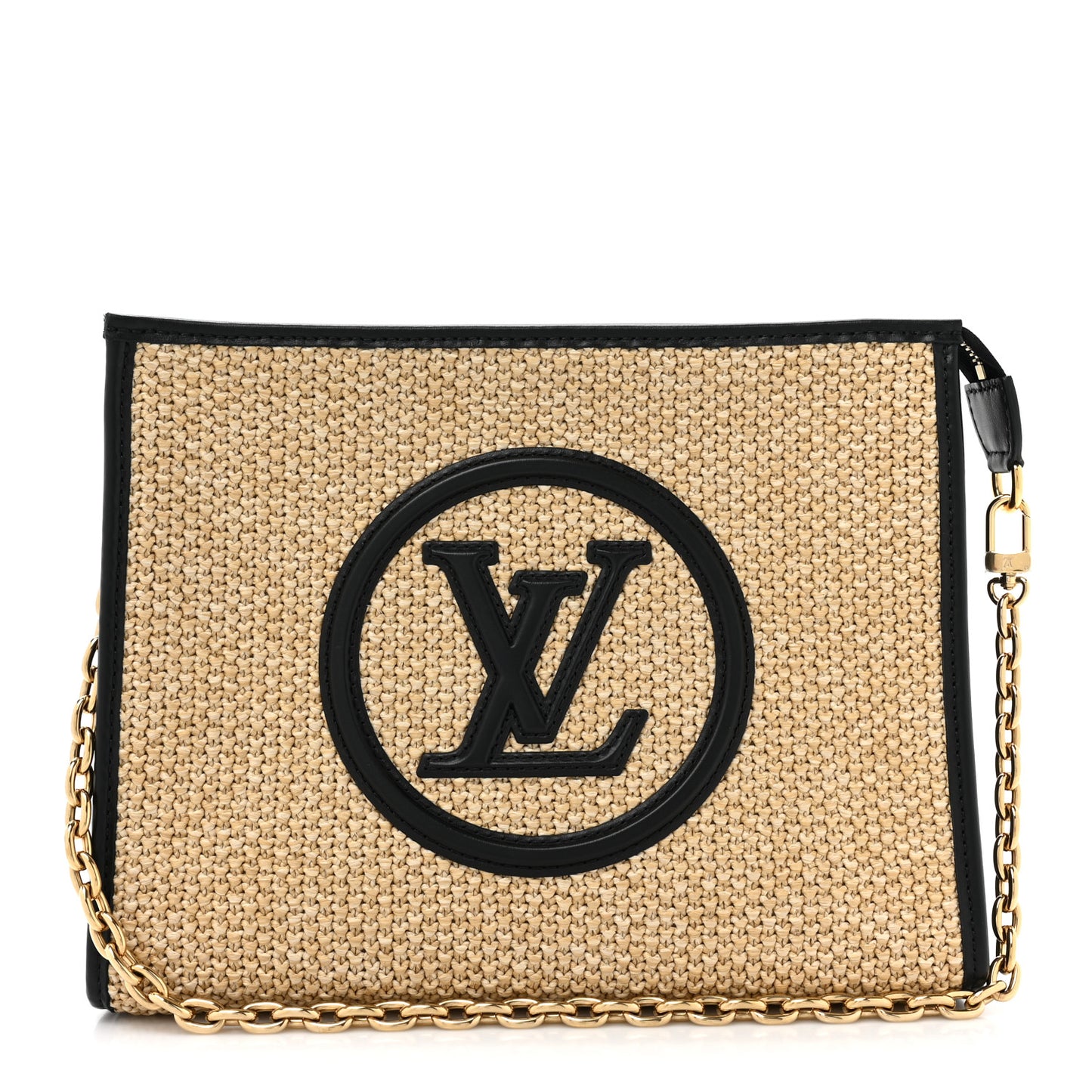 Raffia Calfskin Monogram Giant Pouch
