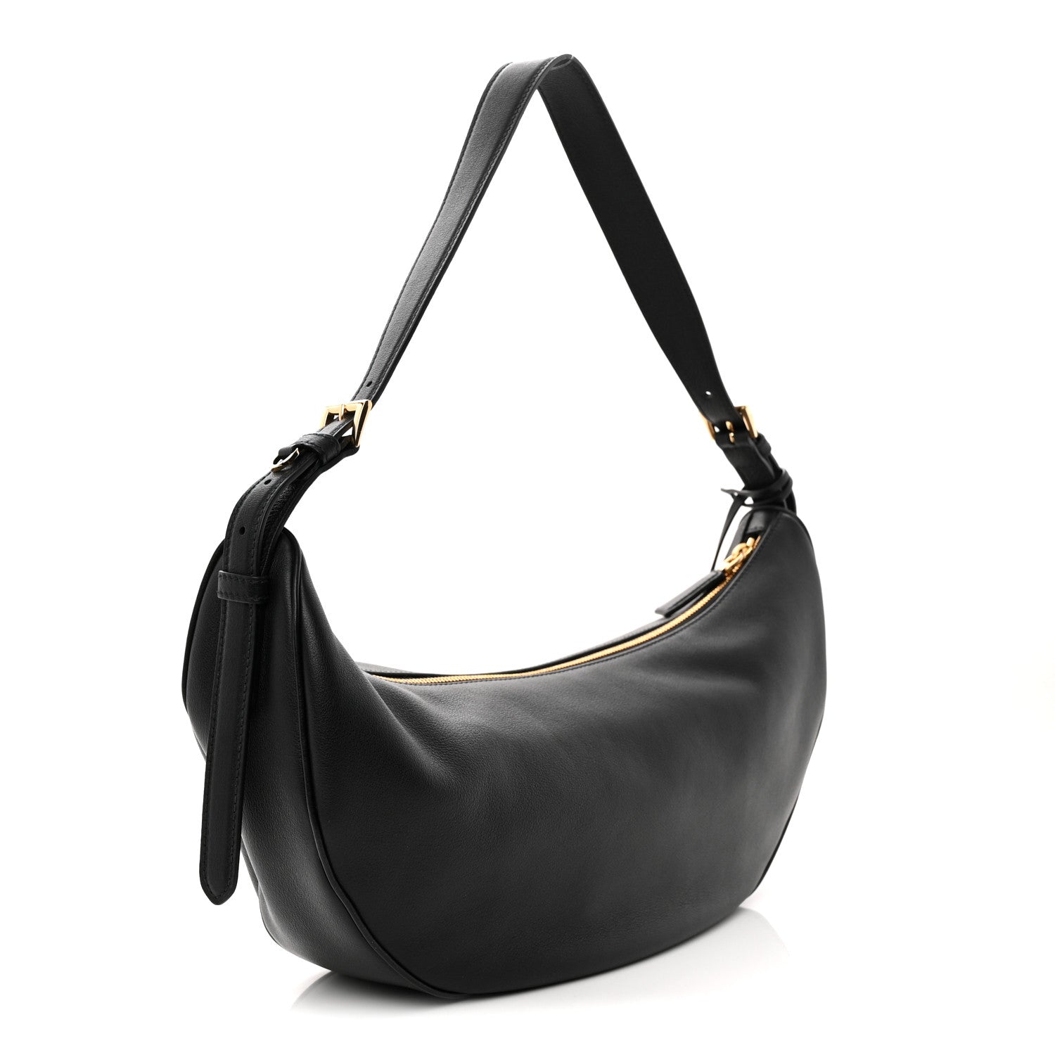 Prada Soft Grain Calfskin Large Demi-Lune Shoulder Bag Black 3 of 9