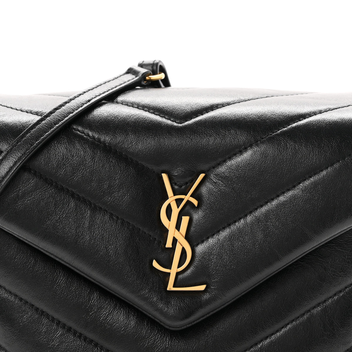 Saint Laurent Calfskin Y Quilted Monogram Toy Loulou Crossbody Bag Black 8 of 10