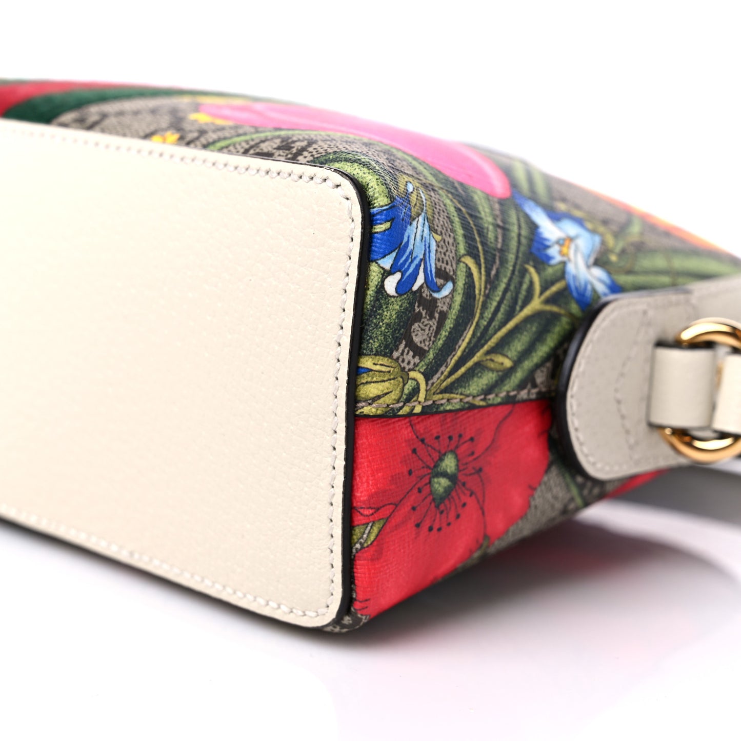 GG Supreme Monogram Flora Web GG Small Ophidia Dome Shoulder Bag White