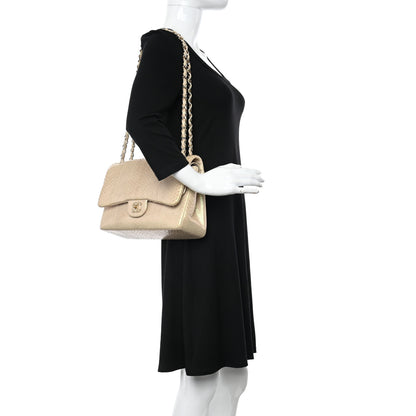 Chanel Metallic Snakeskin Jumbo Double Flap Gold 2 of 12