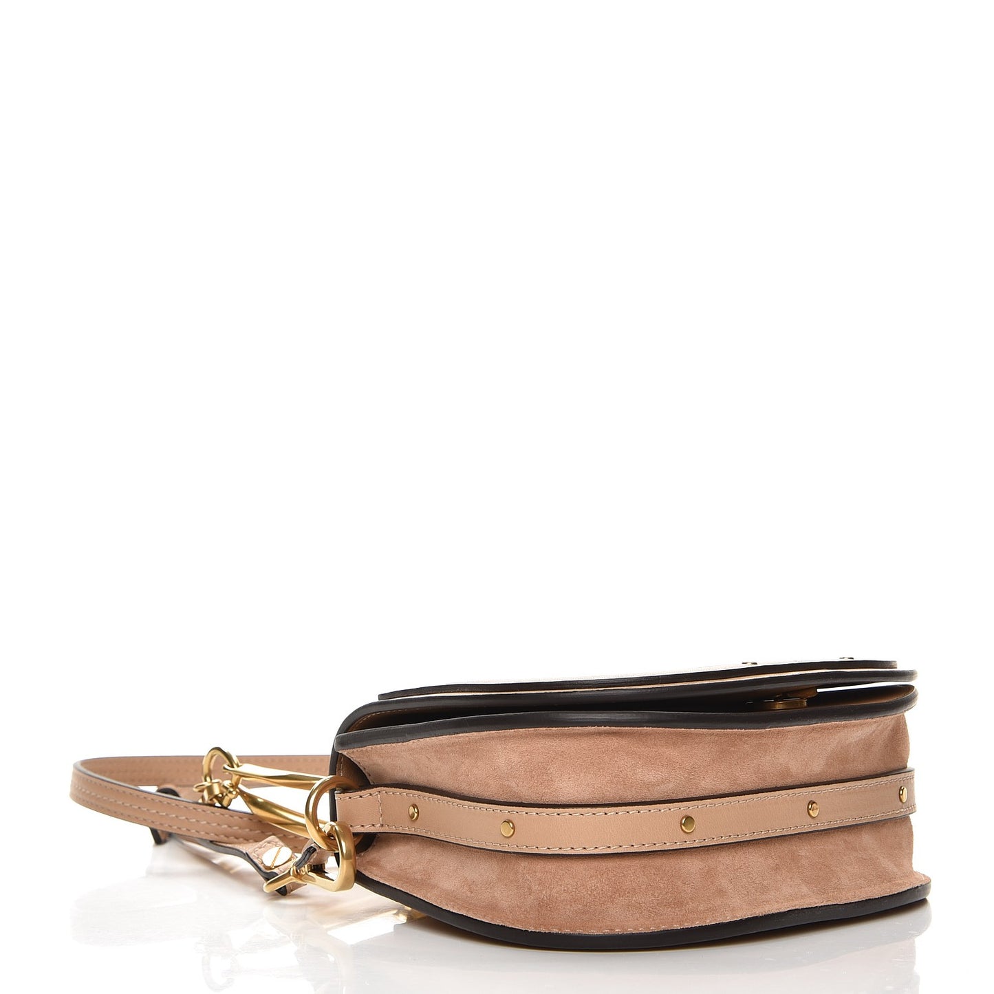Calfskin Suede Small Nile Bracelet Bag Biscotti Beige