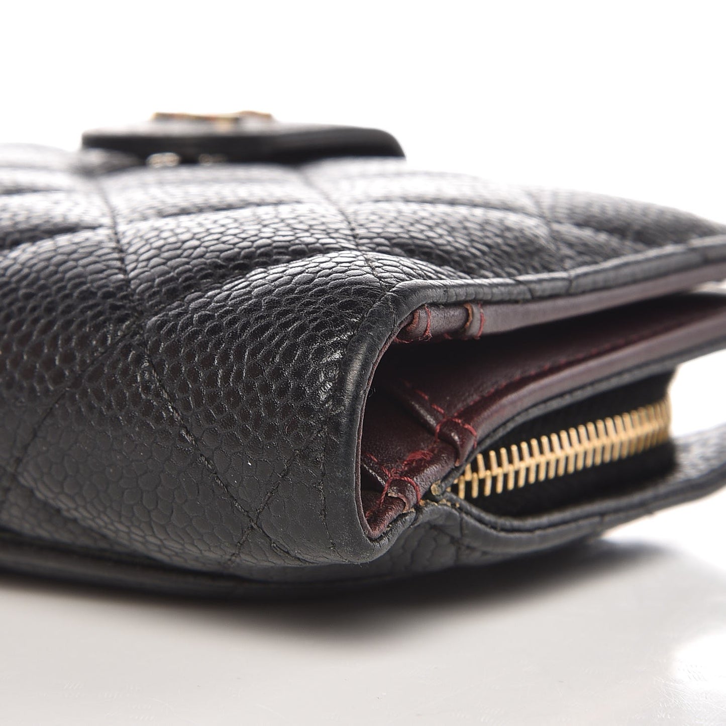 Caviar Quilted Zipped Pocket Wallet Black