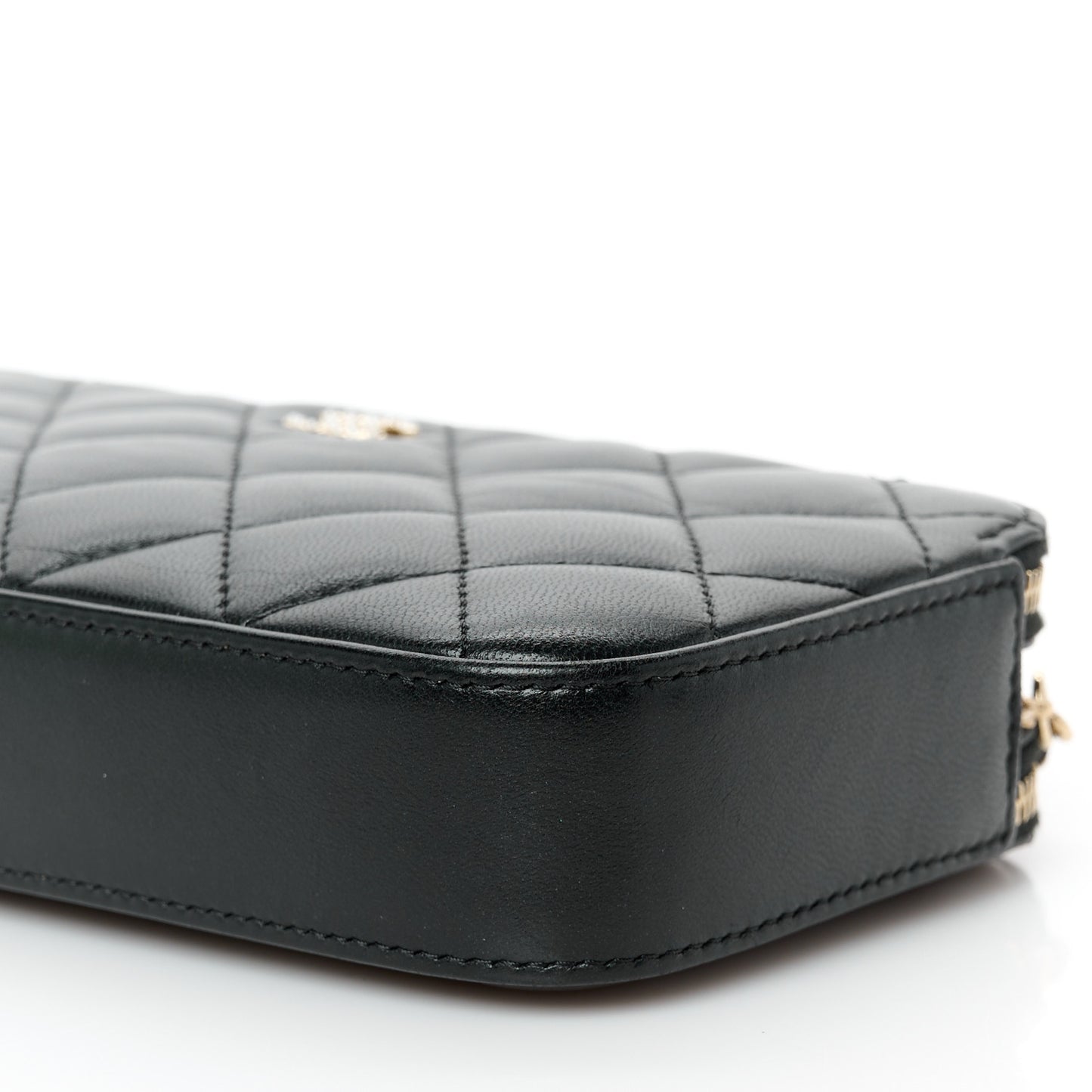 Lambskin Quilted Pearl Clutch With Chain Black