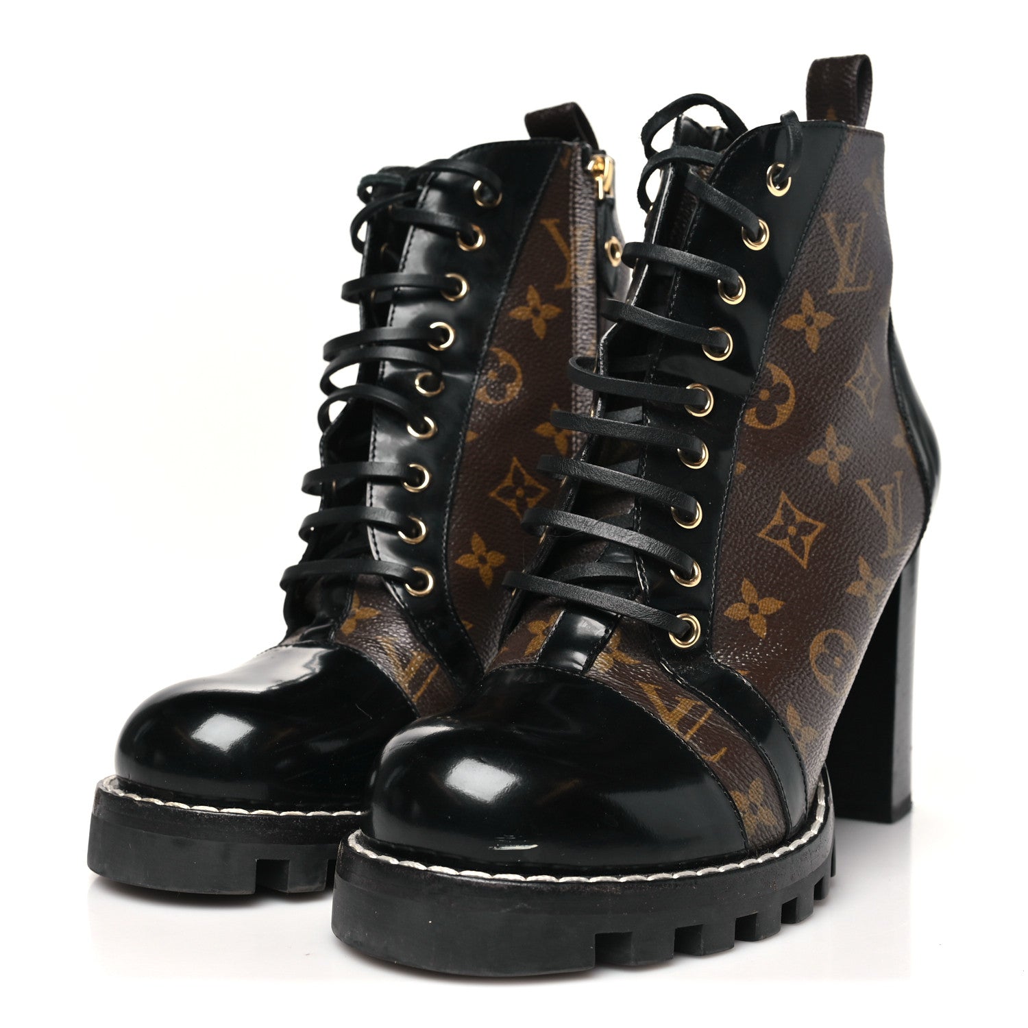 Louis Vuitton Patent Calfskin Monogram Star Trail Ankle Boots 41 Black 4 of 8