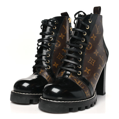 Louis Vuitton Patent Calfskin Monogram Star Trail Ankle Boots 41 Black 4 of 8