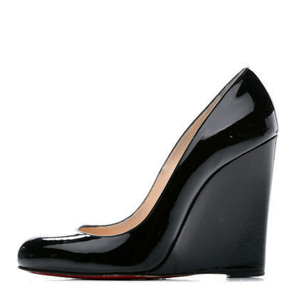 Christian Louboutin Patent Ron Ron Zeppa 80 Wedges 38.5 Black 1 of 12