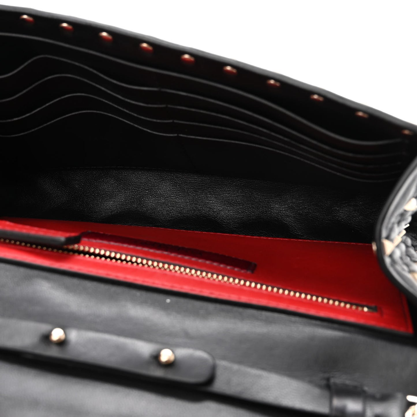 Lambskin Rockstud Spike Wallet on Chain Black