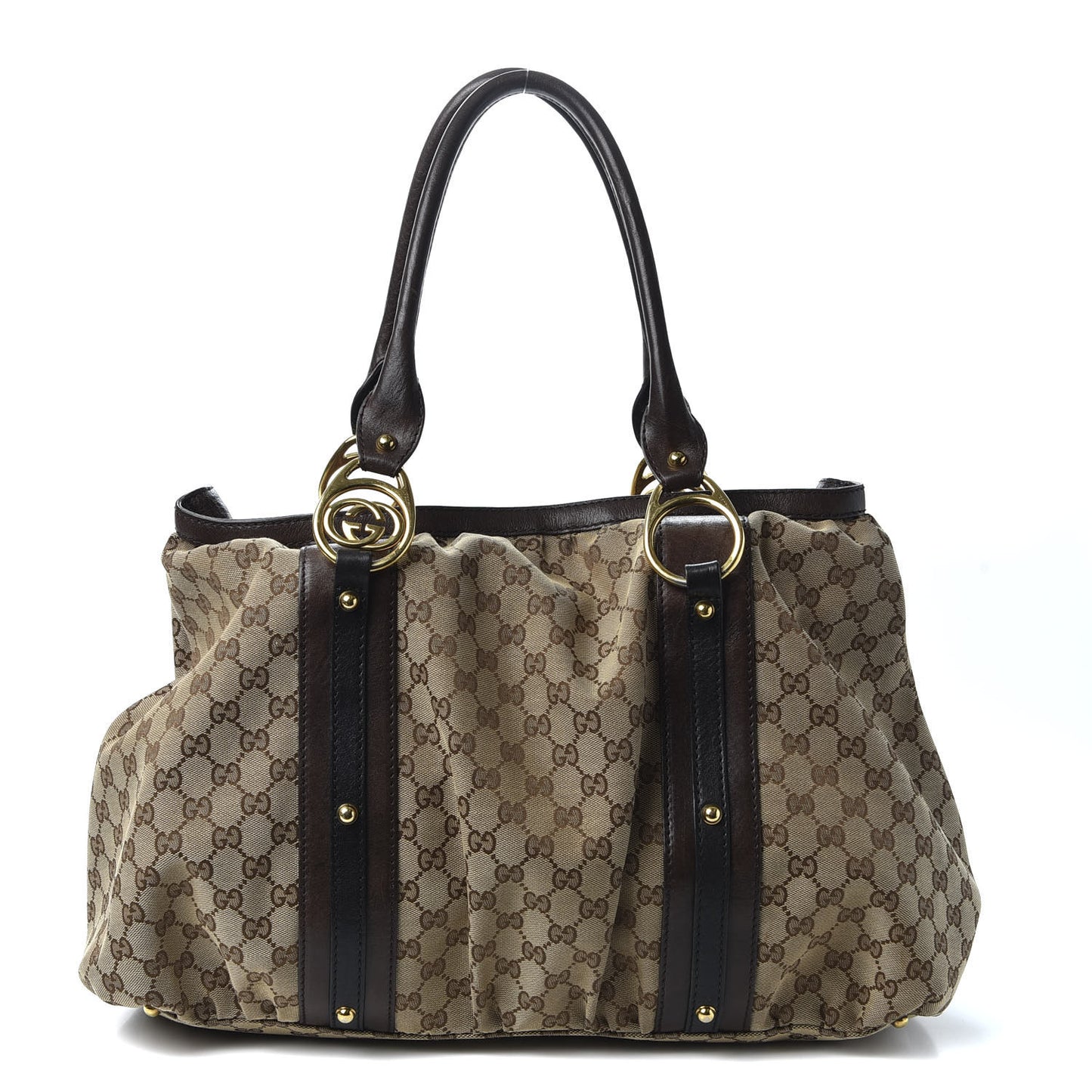 Monogram Medium Interlocking Icon Tote Dark Brown