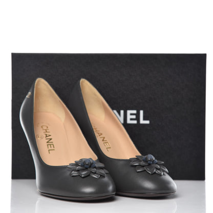 Chanel Lambskin Camellia Pumps 37.5 Dark Grey 9 of 9