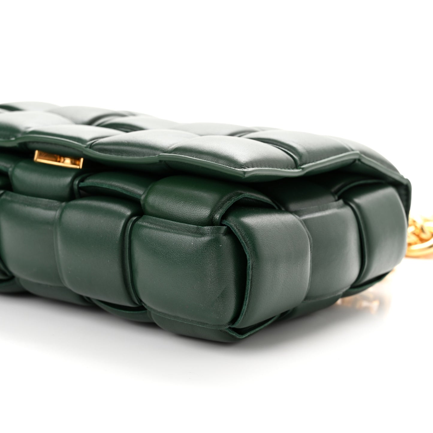 Lambskin Maxi Intreccio Padded Chain Cassette Crossbody Bag Raintree