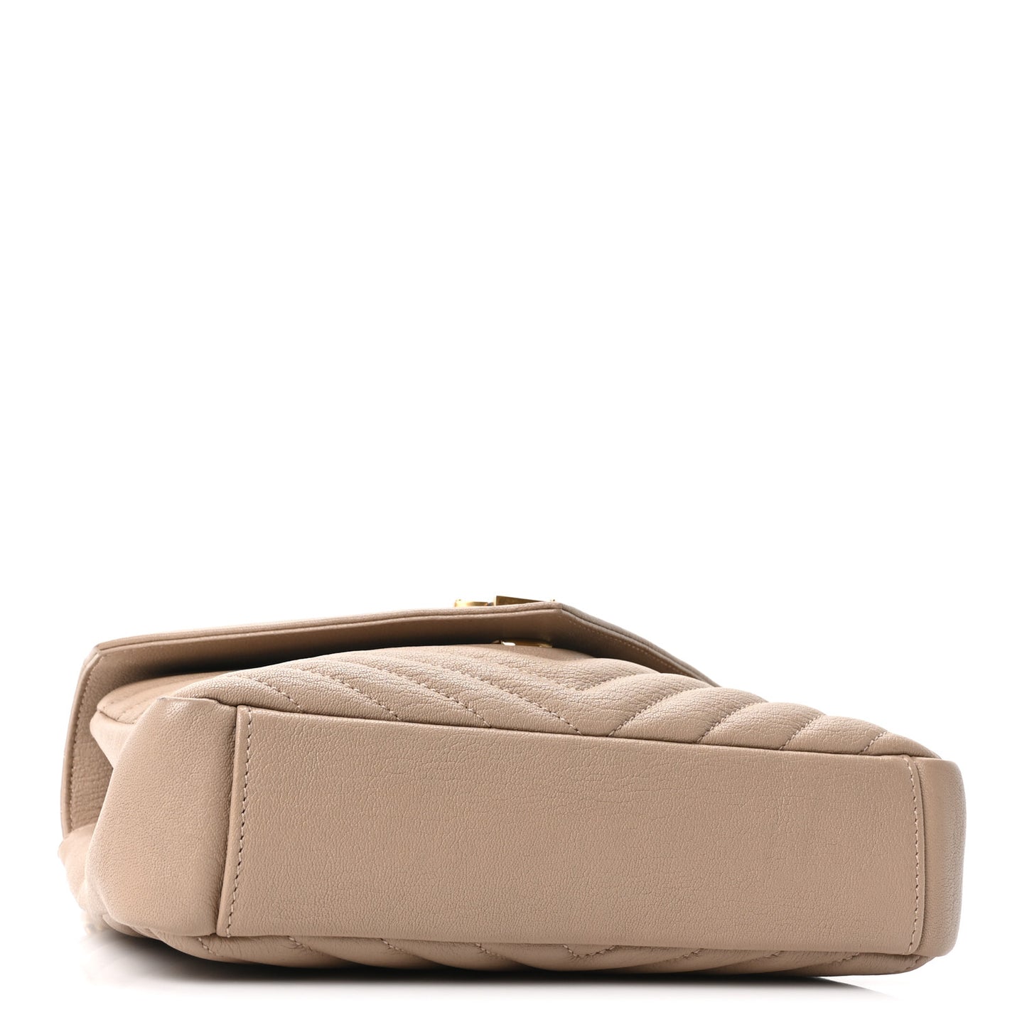 Sheepskin Matelasse Chevron Monogram Medium College Bag Dark Beige