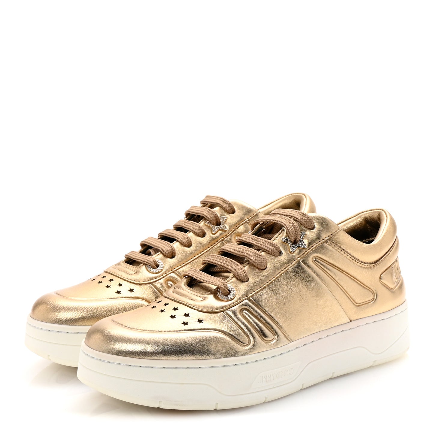Metallic Calfskin Hawaii/F Ier Sneakers 37.5 Gold