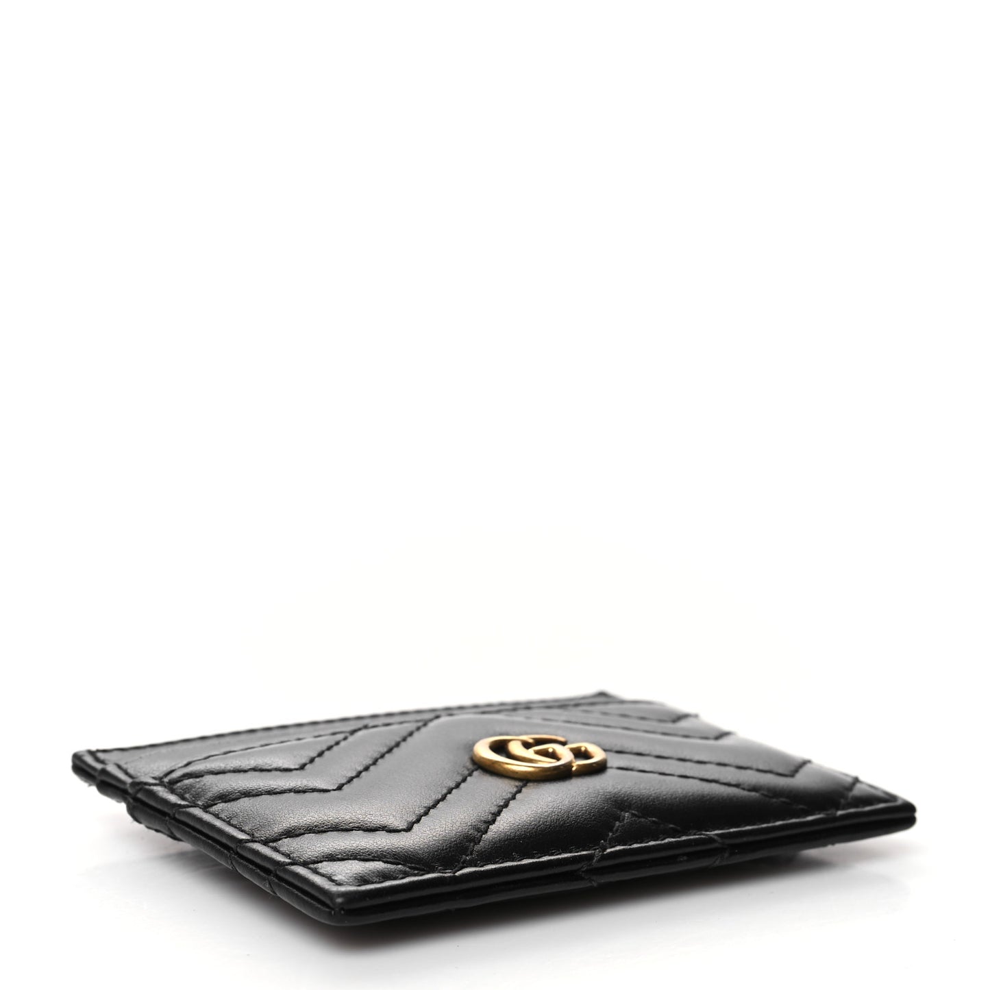 Calfskin Matelasse GG Marmont Card Holder Black