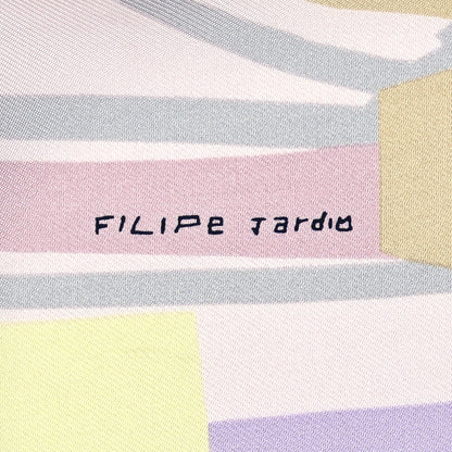 Hermes Silk Jersey Sea Surf and Fun Scarf 90 Rose Pale Mauve Jaune Soufre 4 of 6