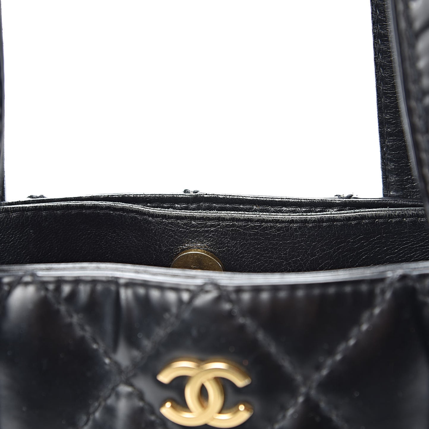 Calfskin Quilted Small Surpique Stitch Tote Black