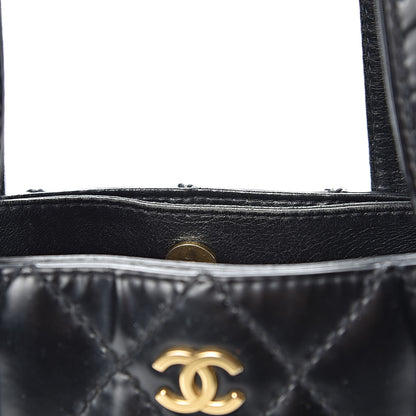 Chanel Calfskin Quilted Small Surpique Stitch Tote Black 9 of 19