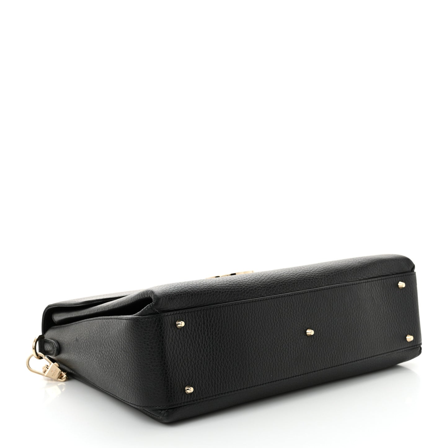 Dollar Calfskin Medium Interlocking G Top Handle Shoulder Bag Black