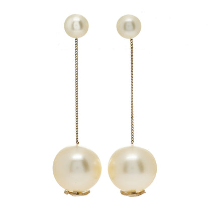 Chanel Pearl CC Chain Drop Earrings Gold 1 of 3