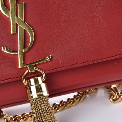 Saint Laurent Calfskin Small Classic Monogram Kate Tassel Satchel Red 11 of 12