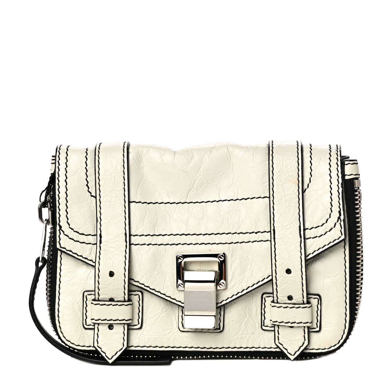 Proenza Schouler Crinkled Calfskin PS1 Mini Zip Crossbody White 1 of 17